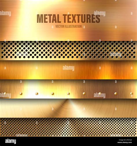 Realistic Brushed Metal Textures Set Polished Stainless Steel