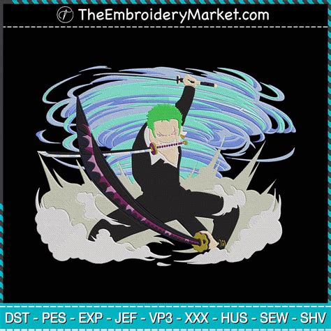 Roronoa Zoro Embroidery Designs File One Piece Machine Embroidery