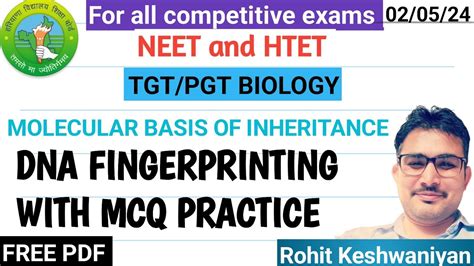 Dna Fingerprinting With Mcqs Practice Molecular Basis Of Inheritance