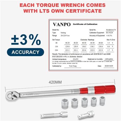 Clé Dynamométrique 1 2 Clé de Torsion 20 220 Nm 8 Pièces Kit