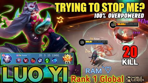 20 Kill Deadly Dmg Luo Yi Mid Lane Gameplay Top 1 Global Luo Yi