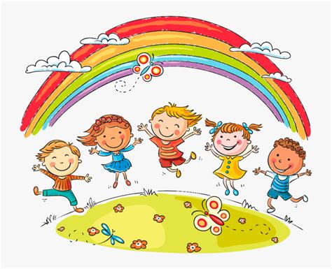 Kindergarten Clipart Fun - Rainbow Children, HD Png Download ...