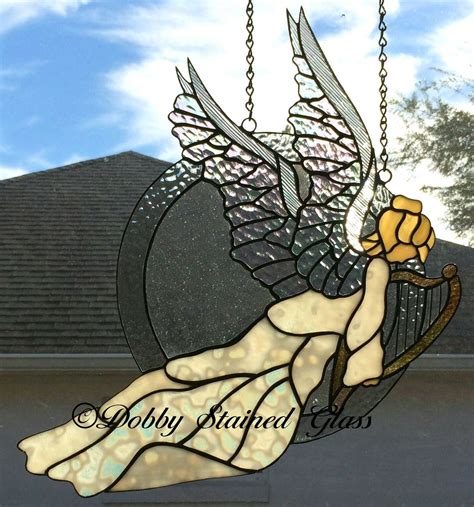 Custom Made Stained Glass Panel Angel Of Music By Dobby Glass