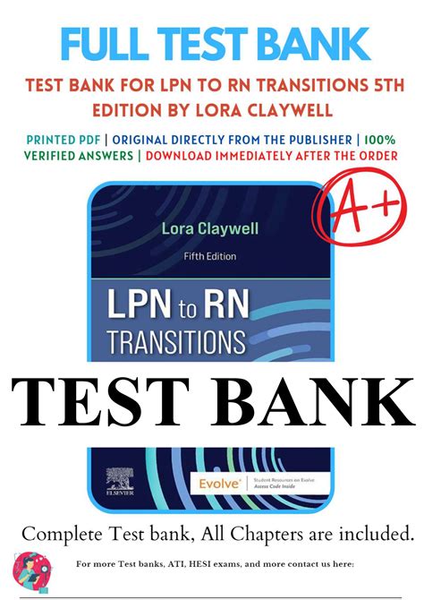 Lpn To Rn Transitions Th Edition By Lora Claywell Test Bank Inspire