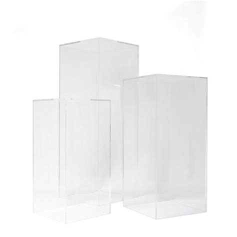 Clear Square Acrylic Columns 3pc Set