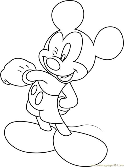 Cheerful Mickey Mouse Coloring Page - Free Mickey Mouse Coloring Pages : ColoringPages101.com