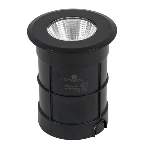 Embutido Solo LED Luz Amarela Cob de Embutir Preto 4W Bivolt Plástico