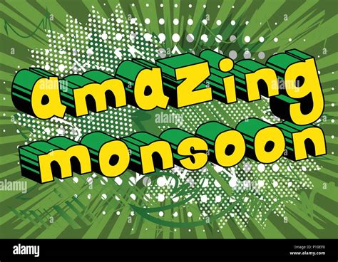 Amazing Monsoon Comic Book Style Word On Abstract Background Stock