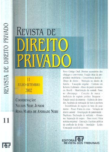 Sebo do Messias Livro Revista de Direito Privado Ano 3 Nº 11