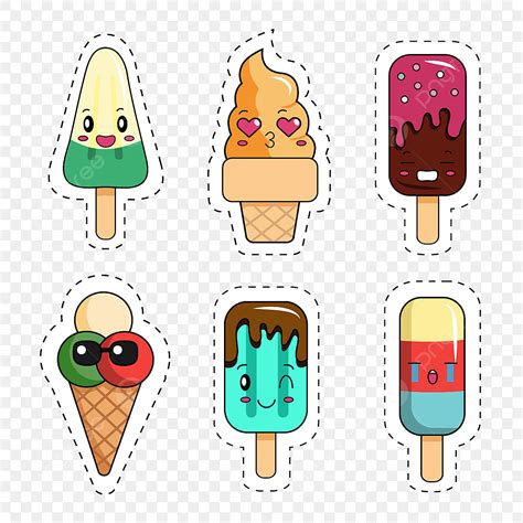 Kawaii Ice Cream Vector Art PNG Vector Illustration Doodle Kawaii Ice