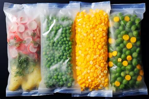 Contenedores Y Bolsas De Pl Stico Con Diferentes Verduras Congeladas En