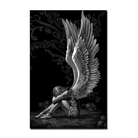 Angels and Demons Canvas Painting No Frame Gray Character - Etsy