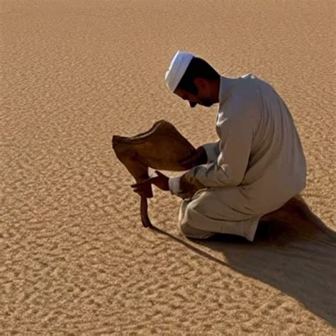 Eric Zemmour Reading Quran On A Camel Sand Desert Stable Diffusion