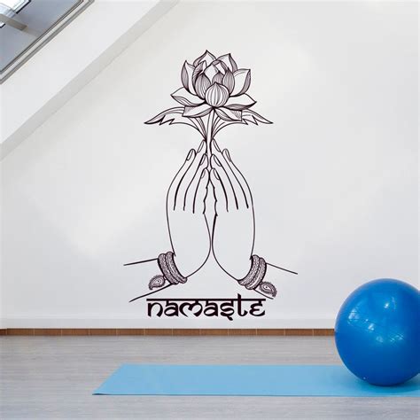 Flower In Hands Wall Decal Lotus Yoga Namaste Indian Stickers Etsy