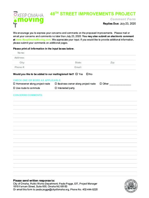 Fillable Online 48th From Leighton To Superior Street Improvements