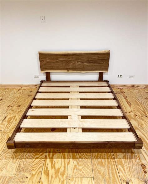 Wooden Bed Frame, Walnut Bed Frame, Minimalist Bed Frame, Modern Bed ...