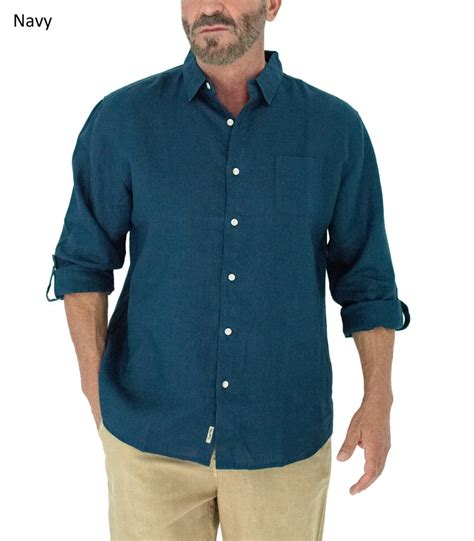 Short Fin Long Sleeve 100 Linen Shirt For Men Slim Fit Etsy