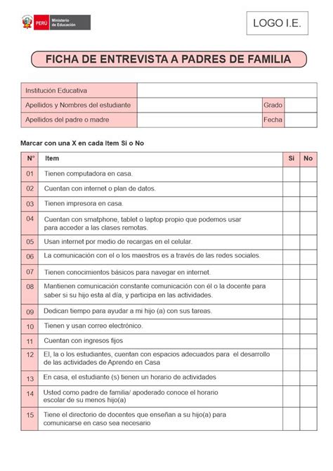 Encuesta Para Padres De Familia De Primaria En Formato Word