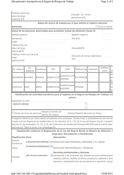 Solicitud Para Inscripcion En Imss Persona Fisica PDF