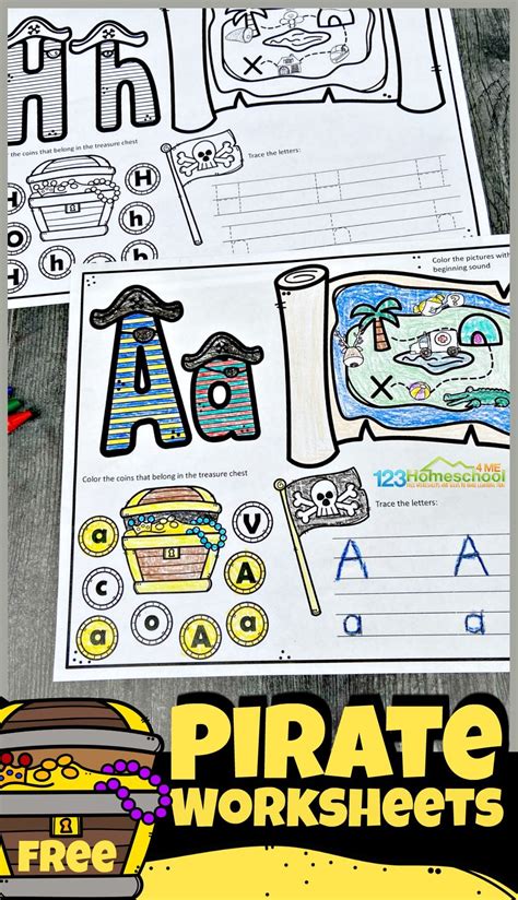 FREE Printable Alphabet Pirate Worksheets for Kids | Alphabet mini book ...