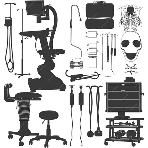 Equipamiento Médico De Silueta Sólo Color Negro Vector Premium