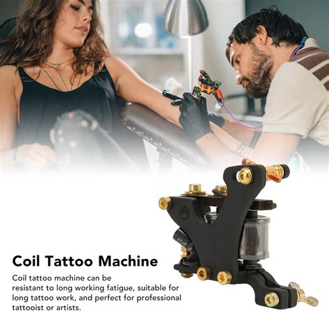 Black Type 1 Coil Tattoo Machine 10 Wraps Alloy Frame Coil Tattoo