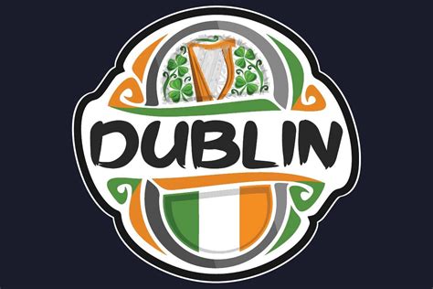 Dublin Ireland Flag Travel Souvenir Sticker Logo Badge Stamp Emblem