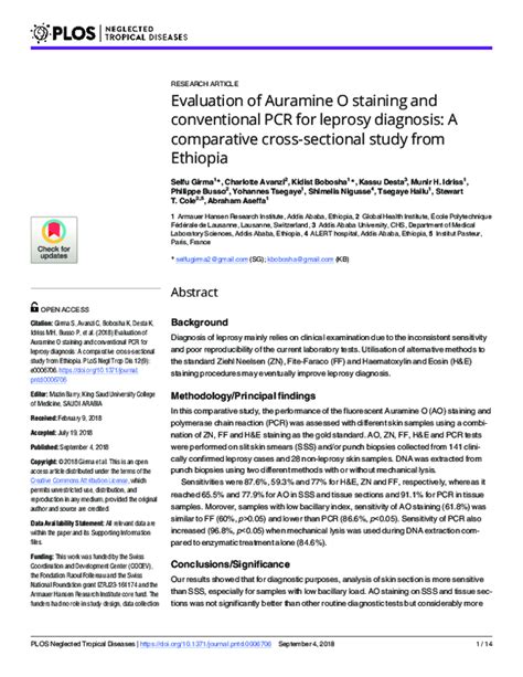 Pdf Evaluation Of Auramine O Staining And Conventional Pcr For Leprosy Diagnosis A