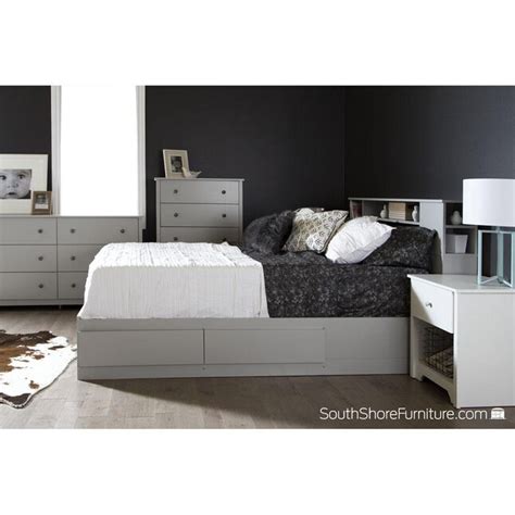 South Shore Furniture Vito Soft Grey Queen Composite Captain Bed With