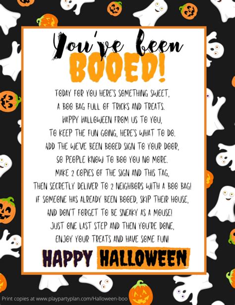 Free You Ve Been Booed Signs Halloween Boo Ideas Play Party Plan