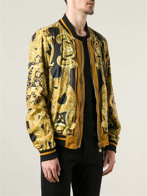 Versace Bomber Jacket In Gold For Men Black Lyst