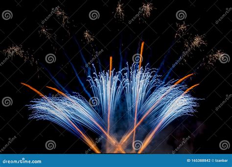 Happy New Year Real Fireworks On Black Stock Photo Image Of Firework