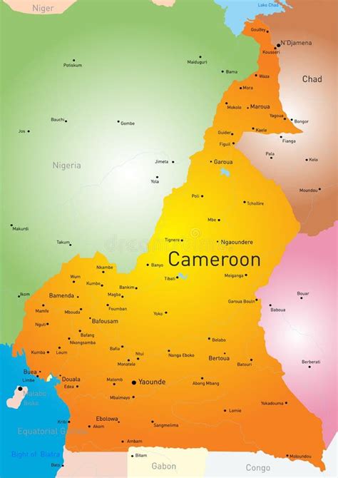 Mapa Del Camerún Stock De Ilustración Ilustración De Oeste 95556294