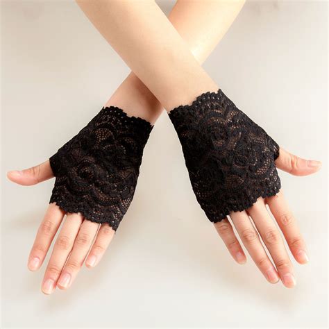 Womens Lace Gloves Black Lace Gloves Fingerless Gloves Tea Party