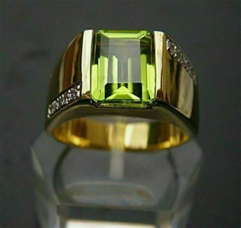 Peridot Men Ring Solid 925 Sterling Silver Aaa Quality Etsy