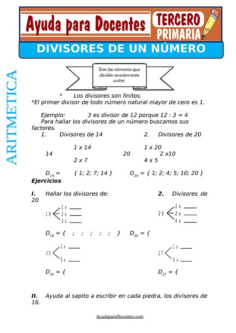 Divisores De Un Numero Para Tercero De Primaria Matematica Studocu