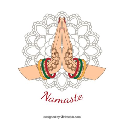 Download Vector Namaste Greeting Background With Hand Drawn Mandala