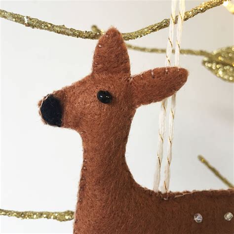 Deer Christmas Decoration Traditional Felt Decoration Kitsch Etsy