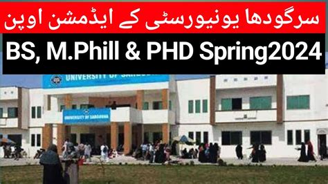 University Of Sargodha Spring Admission 2024 Bs Mphill And Phd