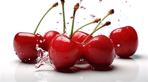 Premium AI Image Juicy Red Cherries Isolated On White