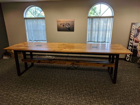 Handmade Heavy Duty Conference Table Reclaimed Wood And Steel By Re