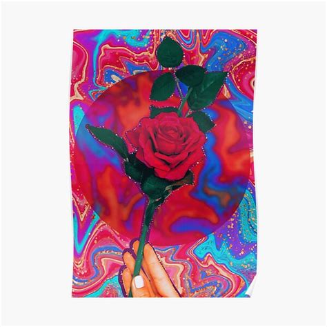 Trippy Rose Glitter Sparkle Collage Art Poster By Hanabk Redbubble