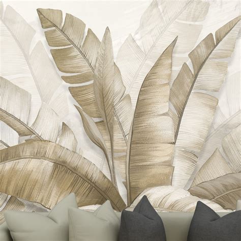 Big Banana Leaf Wall Murals Tropical Palm Leaves Wallpaper Etsy