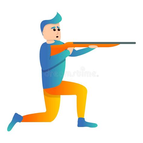 Man Pistol Shooting Sport Icon Cartoon Style Stock Vector