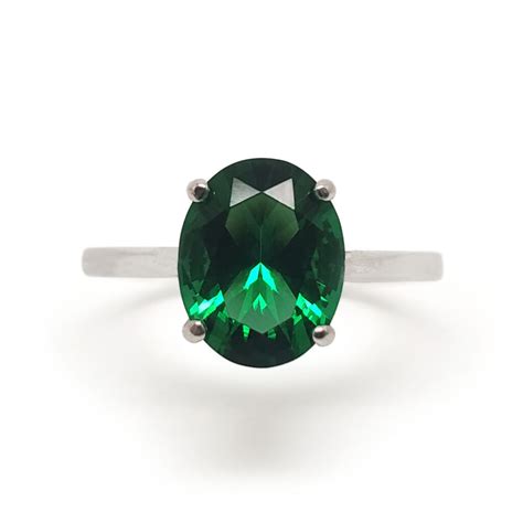 Mt St Helens Emerald Obsidianite Oval Faceted Sterling Silver Ring