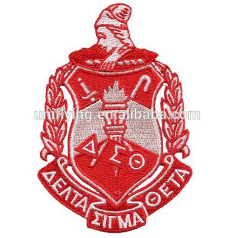 100 Full Embroidery Red Delta Sigma Theta Iron On Custom Embroidered Patches China Embroidery