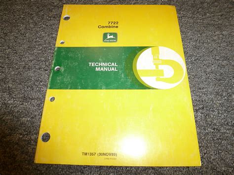 John Deere 7722 Combine Shop Service Repair Technical Manual Tm1357 30nov1989 Ebay