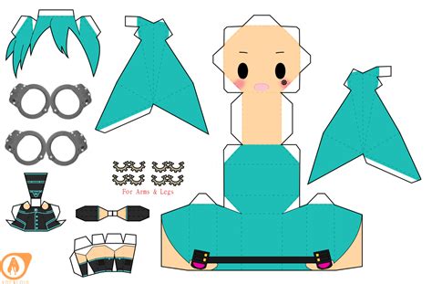 Miku Hatsune Factory Tyrant Chibi Doll Free Printable Papercraft