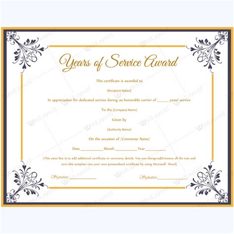 Free Printable Years Of Service Certificate Printable Templates