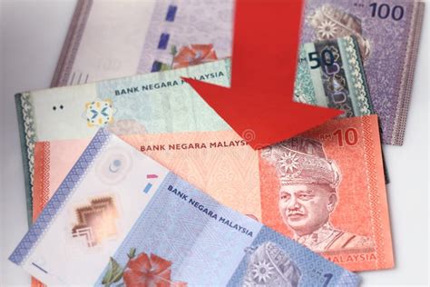 Value Of The Ringgit Malaysia Falling Stock Photo Image Of Negative